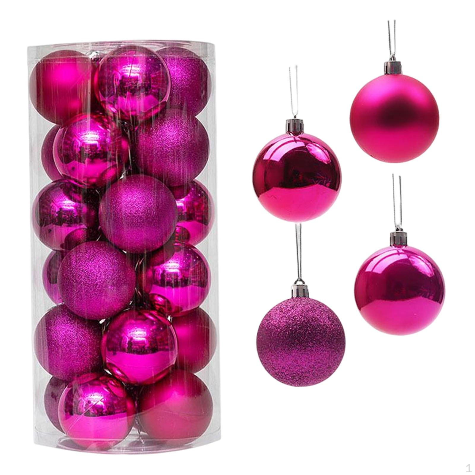 

24 Pieces Christmas Tree Ornaments Shatterproof Hanging Xmas Balls for Outdoor Decor Rosy
