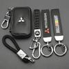 Auto Metaal 3D Logo Sleutelhanger Ring Leer Sleuteletui Sleutelhanger Voor Mitsubishi ASX Lancer Outlander Eclipse Ralliart Auto Accessoires