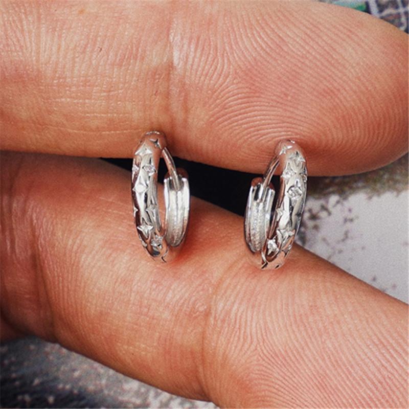

925 Sterling Silver Electroplated 18k Zircon Star Earrings for Women Fashion Temperament Jewelry Gift срібний
