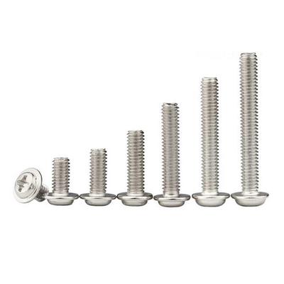 10PCS Tornillo de Cabeza Redonda Tornillos PWM Arandela Plana M3 M4 Acero Inoxidable Tornillo de Cruz