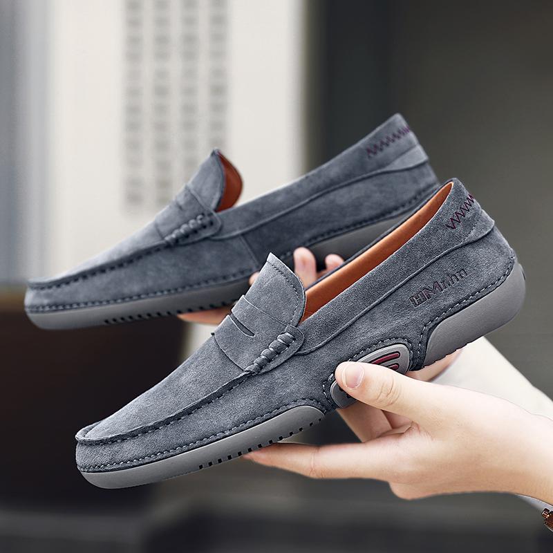 

Fashion New Mens Loafers Fashion Slip on Footwear Male Flats Walking Shoe Handmade Soft Moccasins Men Shoes Casual Leather Suede Shoes 44