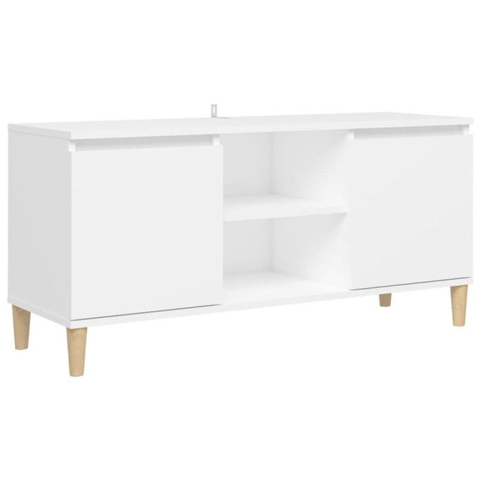 VidaXL Meuble TV avec pieds en bois massif Blanc 103,5x35x50 cm
