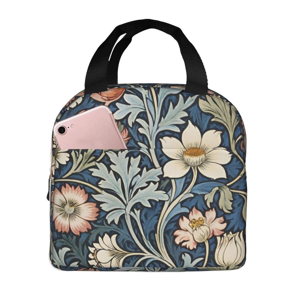 Framed William Morris Botanical Bliss Insulated Lunch Bag for Women Children Leakproof Food Boxes Thermal Lunch Box Tote