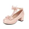 Fashion 2025 Spring Autumn Women Pumps Lolita Shoes Platform High Heels Black Red T-Belt Buckle Mary Jane Shoes Bow Ladies Party Shoes