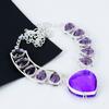 Zierliche Amethyst Edelstein Handgemachte 925 Sterling Silber Elektroform Halskette, Amethyst Silber für Frau Unisex Anhänger Thanksgiving Geschenke