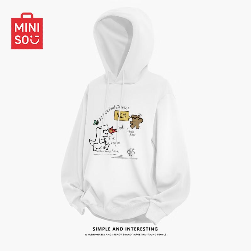 MINISO Herren 330g Schwergewicht Bedrucktes Kapuzensweatshirt