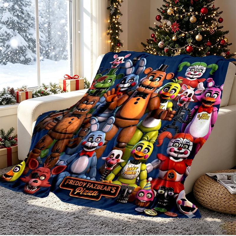Five Nights At Freddy's Pattern Blanket for Home Decoration, Bed, Sofa, Car Travel, Camping, Suitable for All Seasons, Birthday Christmas Gift