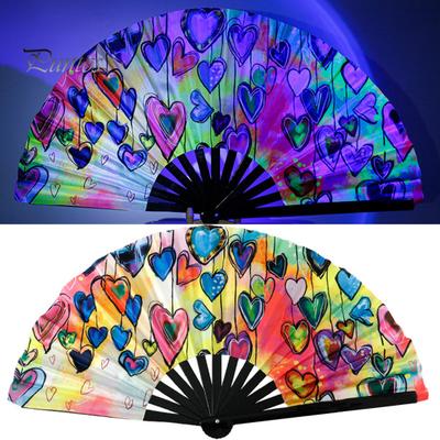 UV Fluorescerende Vouwventilator Lichtgewicht Kung Fu Dans Optreden Handventilator Draagbare Zomer Koelventilator Decoratie Feestaccessoires