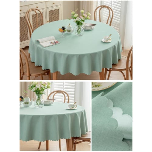 GOEXCPL Round Tablecloth, Water-Repellent, Solid Color, Waterproof, Oil-Resistant, Stain-Resistant, Stylish, Thick, Decorative, Event, Dining, White O