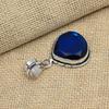 Blue Sapphire Lab-Created 925 Solid Sterling Silver Handmade Jewelry Women Pendant