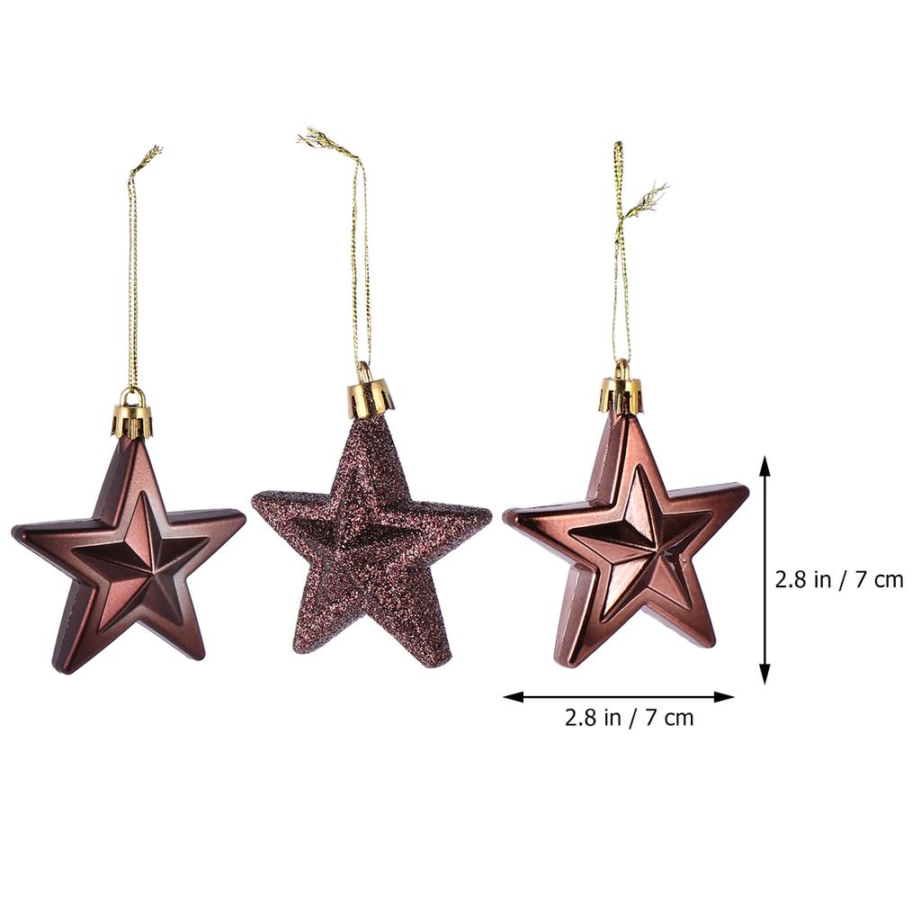 18Pcs Christmas Ornament Hanging Star Decor Five Pointed Tree Light for Holiday Home Office Party Xmas Tree Hanging Decoration
