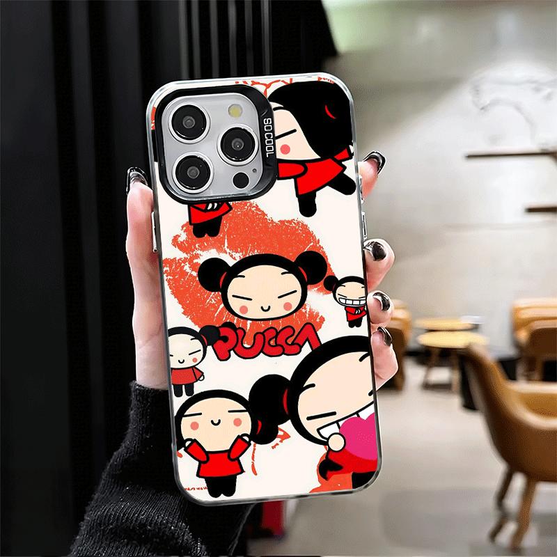 Cartoon Cute Pucca Garu Soft Phone Case for iPhone 15 16 17 Pro Max 17Air 16E 14 Plus 13 12 Mini Shockproof Cover Back Shell