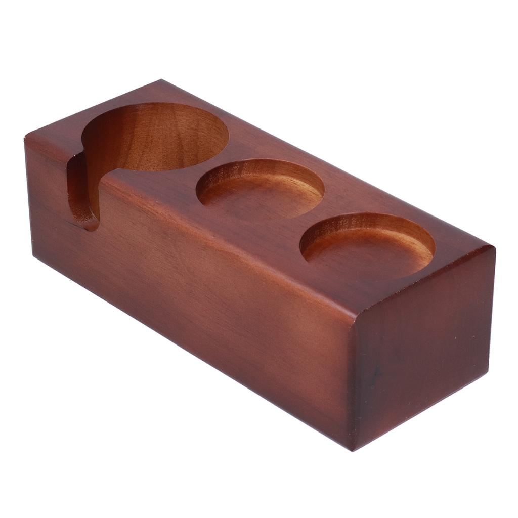 3‑Slots Wood Coffee Tamper Holder Portafilter Storage Stand Tamping Station Coffee Color