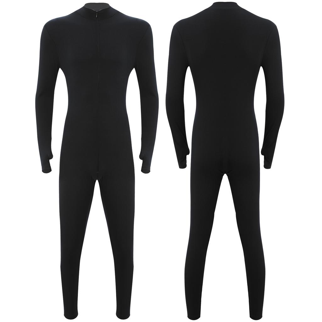 Pánský cvičební overal na jógu s dlouhým rukávem, jednobarevná kombinéza se zipem, pohodlný fitness