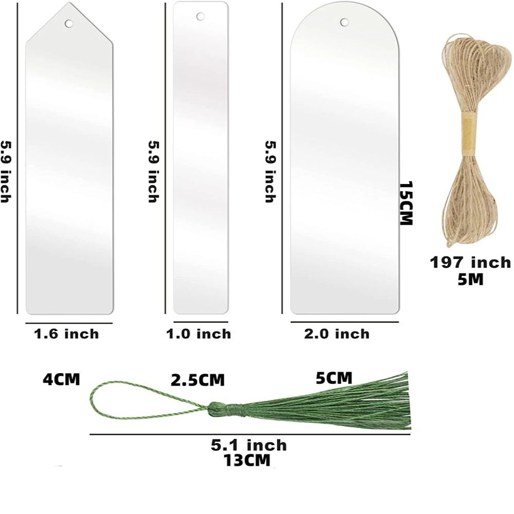 Transparent Blank Bookmarks Acrylic Unfinished Bookmarkers DIY Bookmarks  Crafts Decors