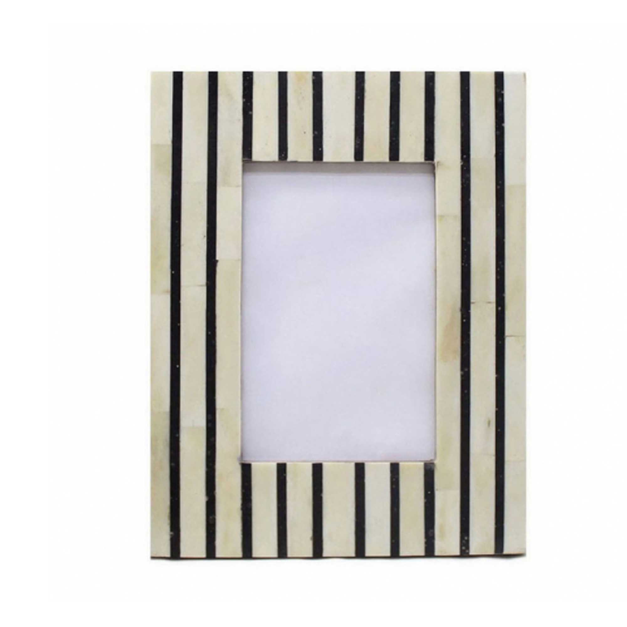 

Striped Bone Inlay Photo Frame | Handmade Black & White Wooden Picture Frame 6 x 4 (h x l x w) approx.