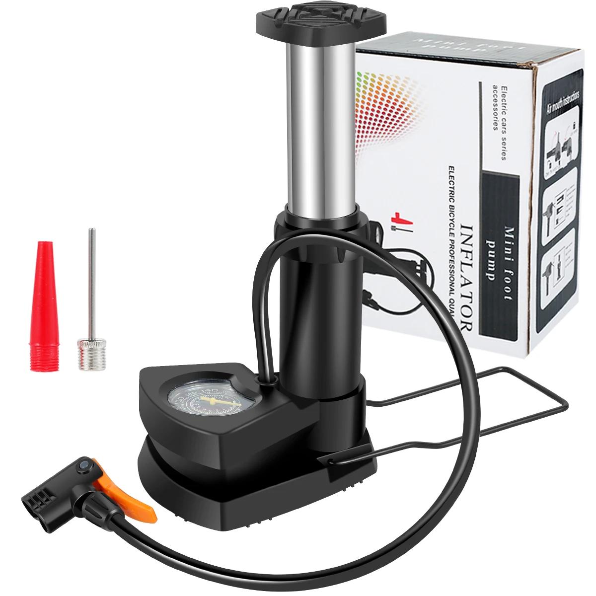 

160 фунтов на квадратный дюйм ножной воздушный насос высокого давления с манометром сверхпрочный ножной велосипедный насос для велосипеда мяча скутера автомобиля надувных игрушек мини-насос чёрный