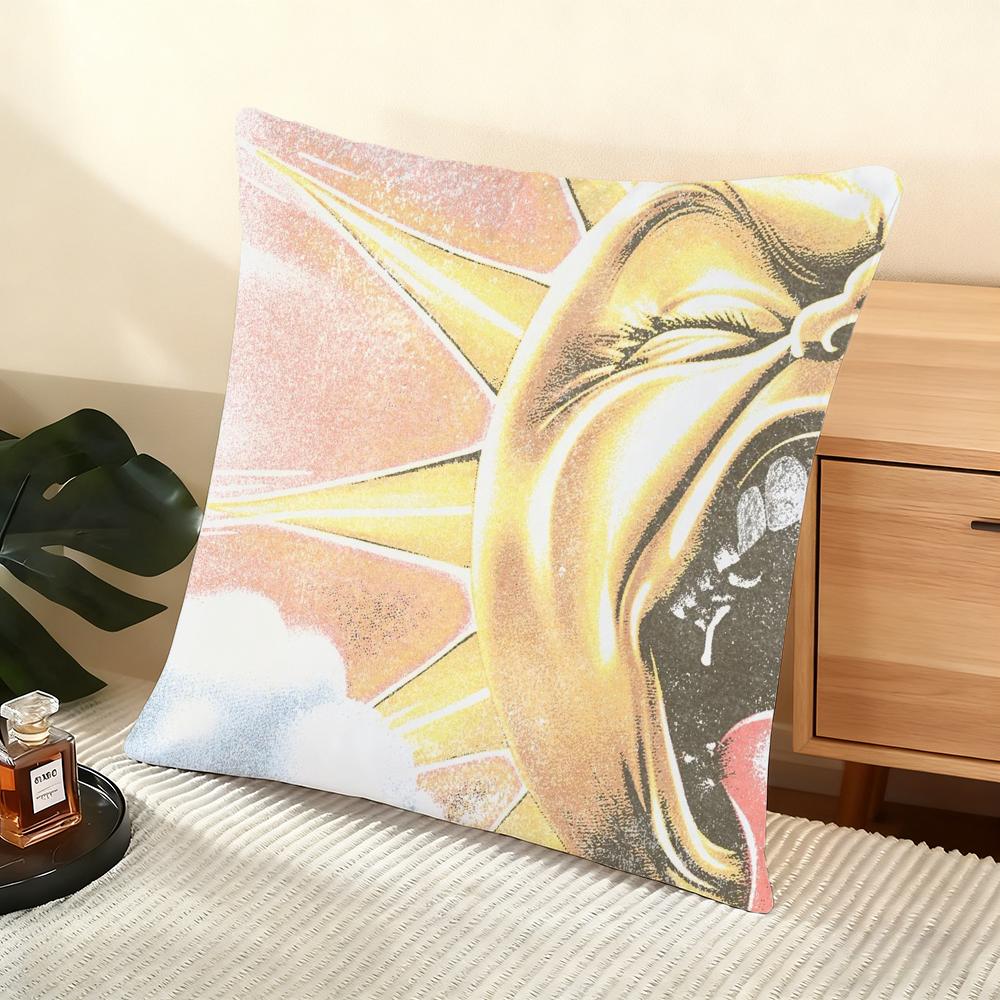 Abstrakte Sonne Kissenbezug Seidiger Kurzer Plüsch Haus Sofa Kissenbezug - Verdeckter Reißverschluss Heimdekoration