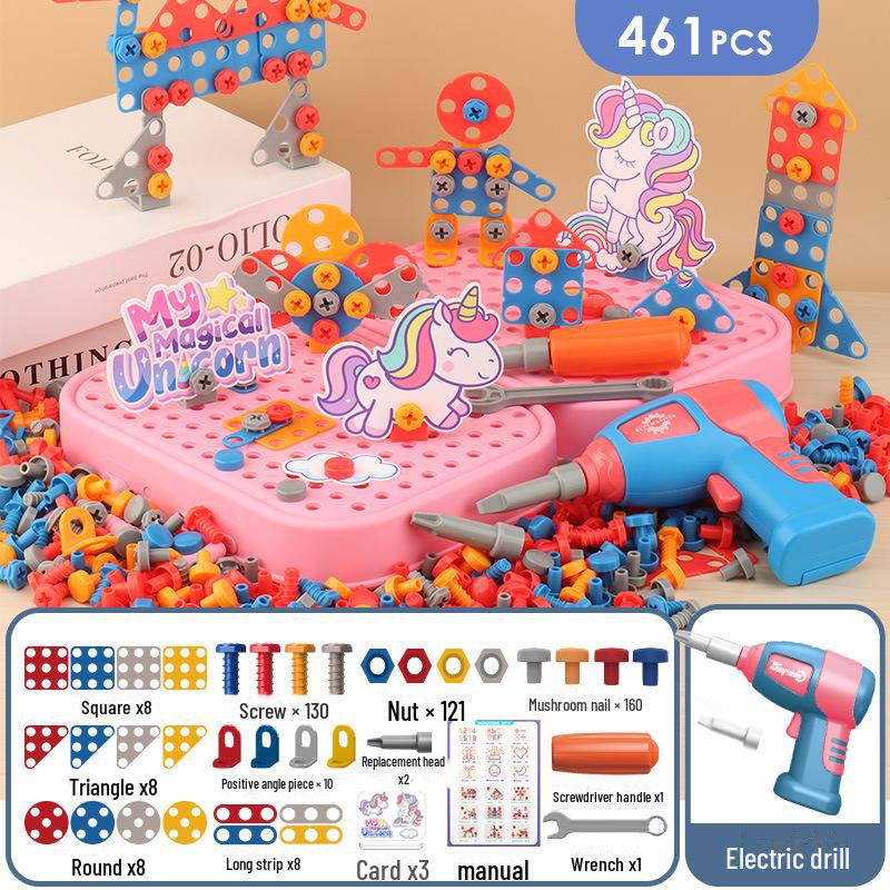 Children's Educational Screw Assembly Toy: Electric Drill & Tool Box for Boys