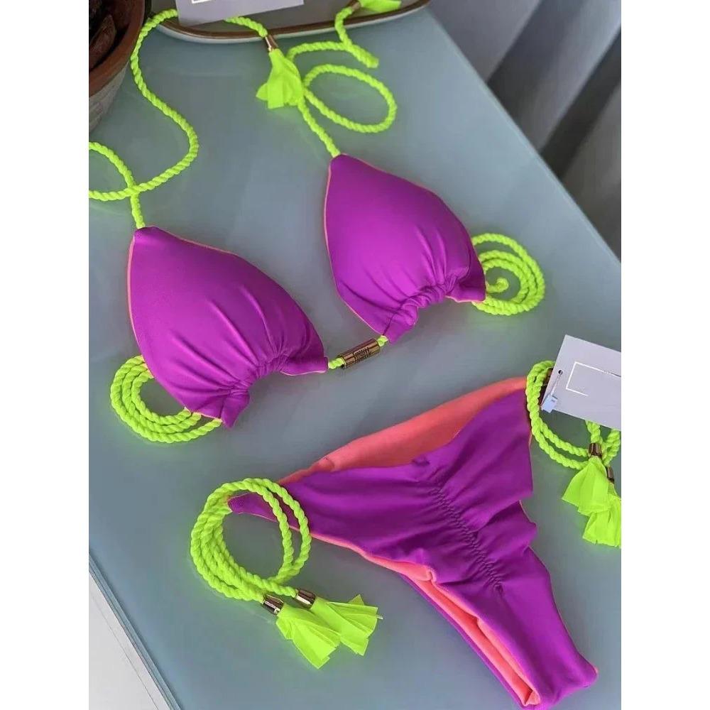 Badetøy Strandferieantrekk Thong Bikinisett Badedrakter Sexy Jente Bikinier Trekantbandasje Dameklær Strandtøy
