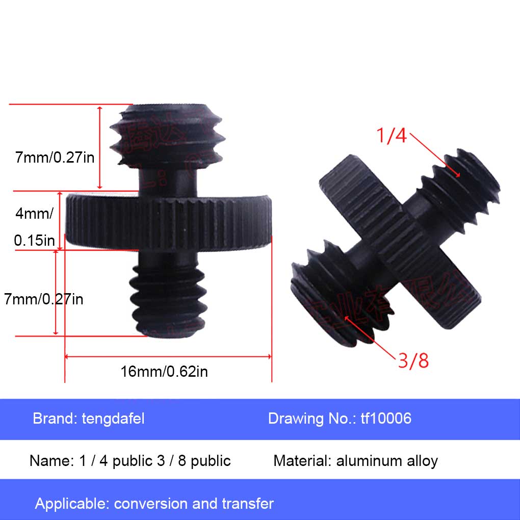 Pack of 4 Camera Thread Tripod Mount Converter Screws 1/4 Male To 3/8 Male Aluminum Alloy Conversion Photo Equipment Repair