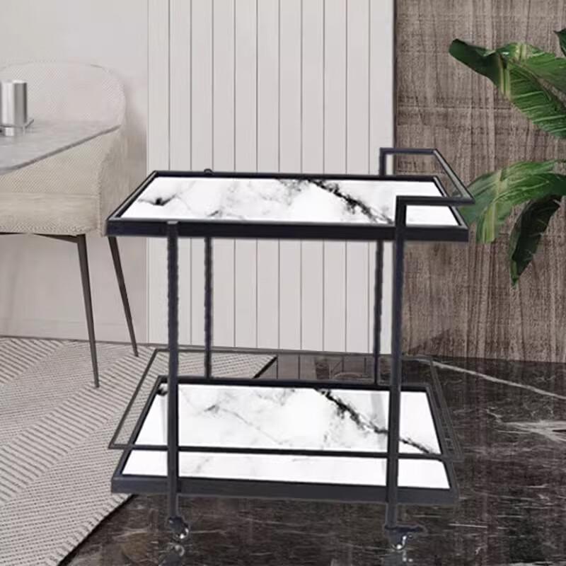 Hotel Service Trolley with Faux Marble Shelves