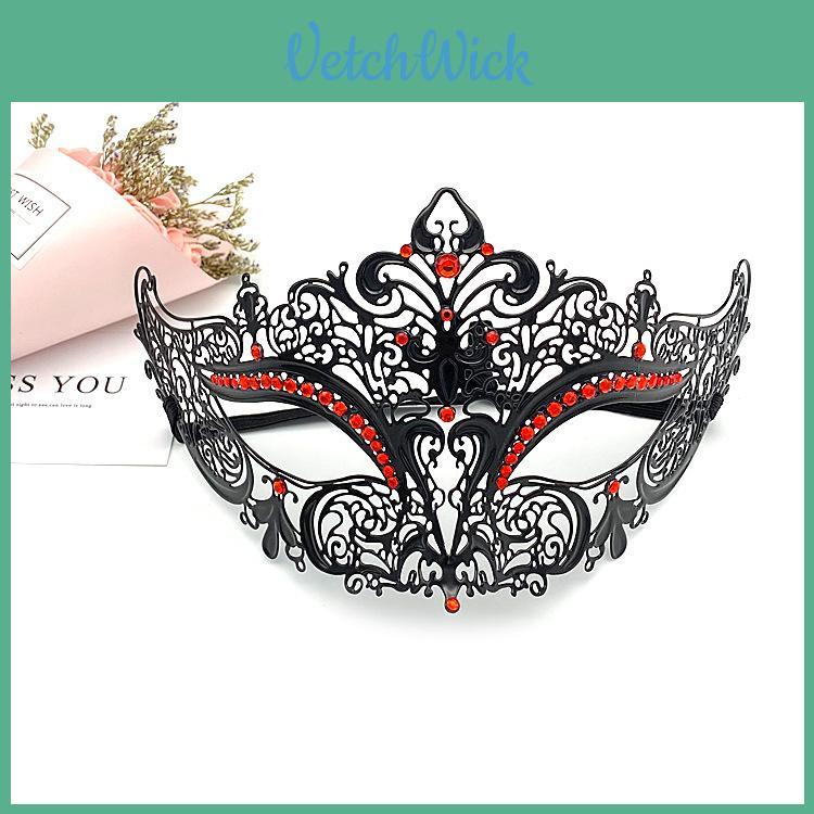 Costume Prop Mask With Metal Embellishments And Rhinestones For Halloween Party