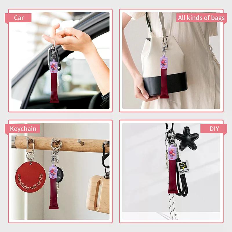 Portable Lipstick Bag Makeup Pouch Lip Balm Bag Keychain Holder Lipsticks Protective Cover Shape Cap For Lipgloss Balm