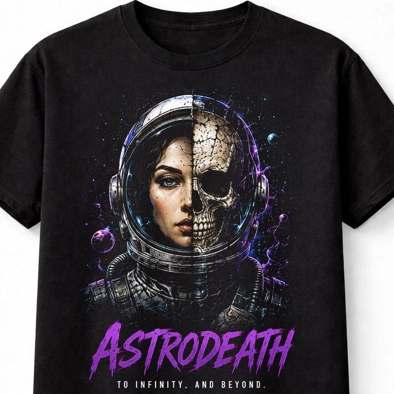 Astrodeath Astronaut Skeleton Sci Fi Space Skull Art Unisex TShirt S