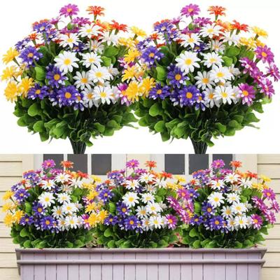 Artificial Flower Bouquet 7 Fork Realistic Fake Silk Flower Branch Home Office Indoor Outdoor Garden Faux Bloom Decoration