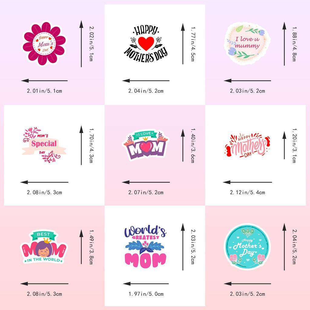 50 PCS Mother's Day Heart Stickers - 'Happy Mother's Day' Decals for Gifts, Journals, DIY