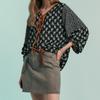 Ethnic Antique Print Volume Sleeve Blouse Zc08qb004on