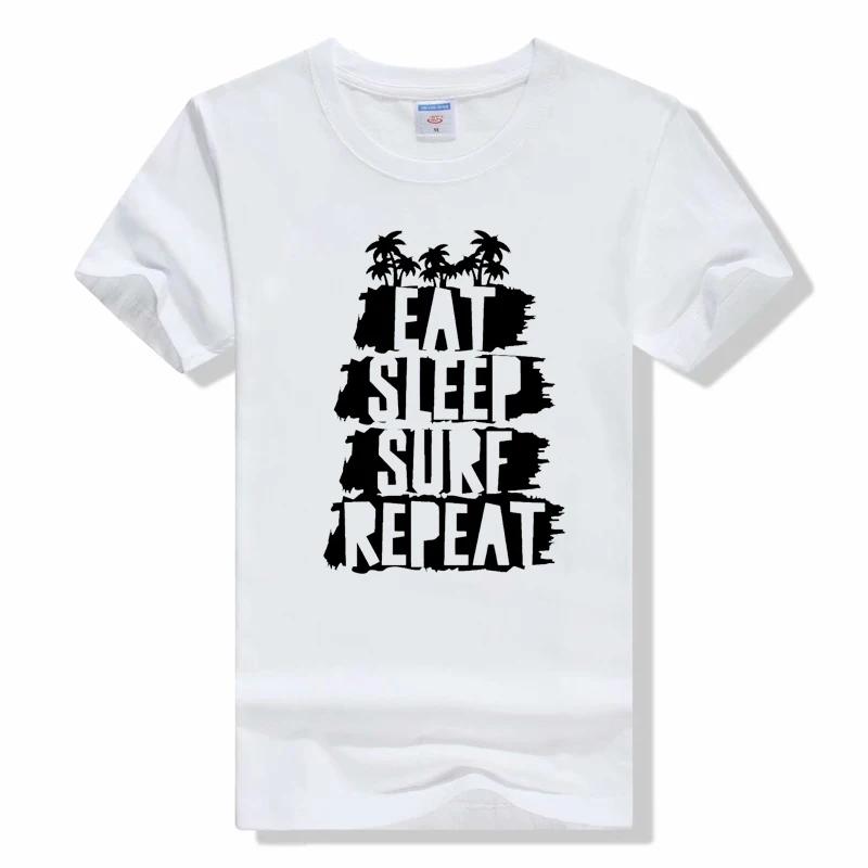 Eat Sleep Surf Funny T Shirt Summer Short Sleeve O-neck Cotton T-shirt fashion casual Tee tShirt Homme