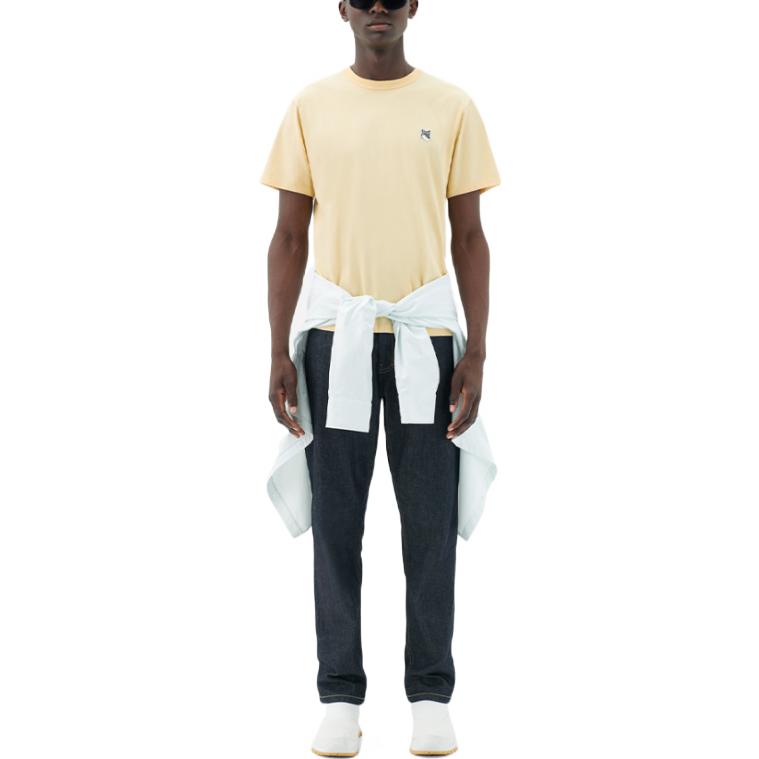 Maison Kitsune SS22 Small Label Casual Short Sleeve T-Shirt Men Tops Yellow IM00113KJ0008-P810