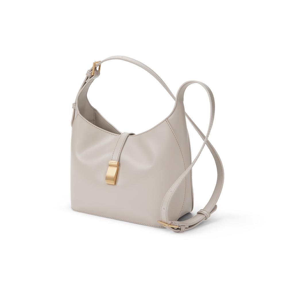 New CHARLES&KEITH PU, Textile Hobo Shoulder Bag Tote Bag, Shoulder Bag Women's Multicolor CK2-20782328