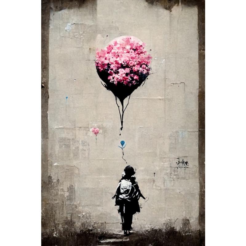Pop Street Graffiti Veggkunst Banksy Gutt Jente med Ballong på Lerret Plakater og Trykk Maleri for Stue Hjemmeinnredning Gaver