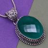 Green Onyx Gemstone Mother's Day Handmade Silver Jewelry Pendant  1.75"