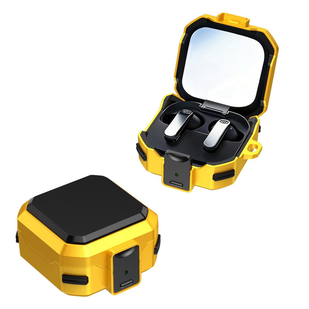 

Shockproof Case With Secure Lock And Stand For Samsung Buds4 4 Pro ABS Protective Cover With Keychain For Travel Daily жовтий