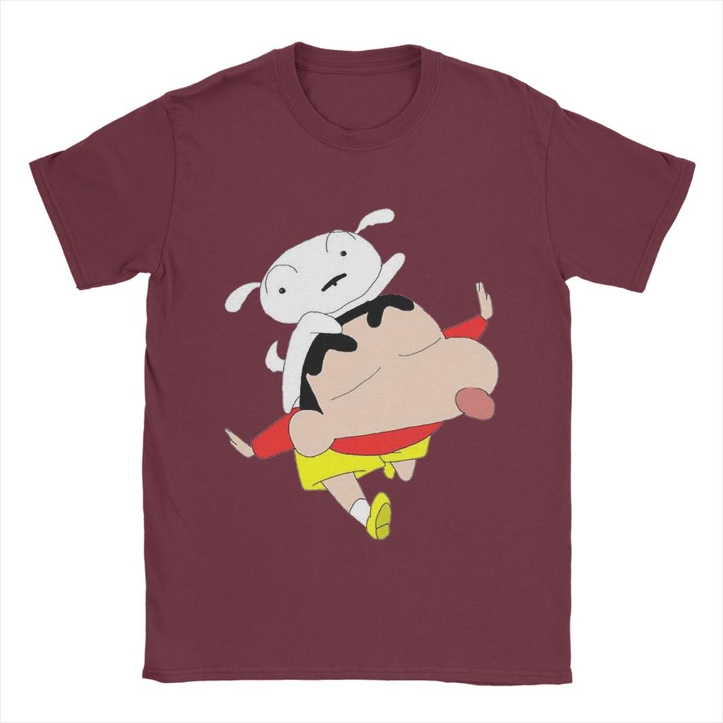 Crayon Shin-chan T-Shirt Herren 100% Baumwolle Freizeit T-Shirt Rundhals T-Shirts Kurzarm Tops Übergröße