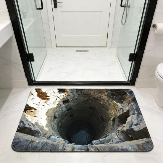 Floor Mat 3D Optical Illusion Rug with Realistic Hole Effect Soft Non-Slip Pet-Friendly Carpet Living Room Hallway Decorative Rug