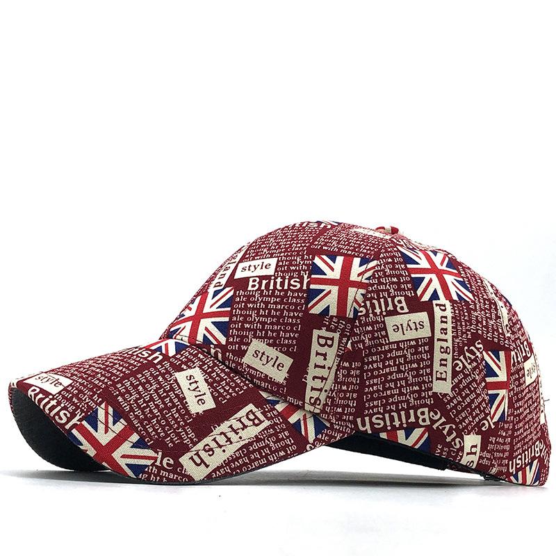

Retro British Newspaper Print Baseball Cap Union Jack Flag Adjustable Streetwear Hat for Men Women adjustable красный