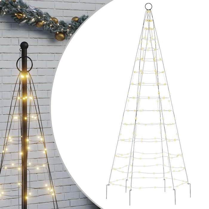 VidaXL LED Christmas Tree On Flagpole 200 LEDs White 180 Cm, Christmas Decoration, LED Light, Christmas Light 358108