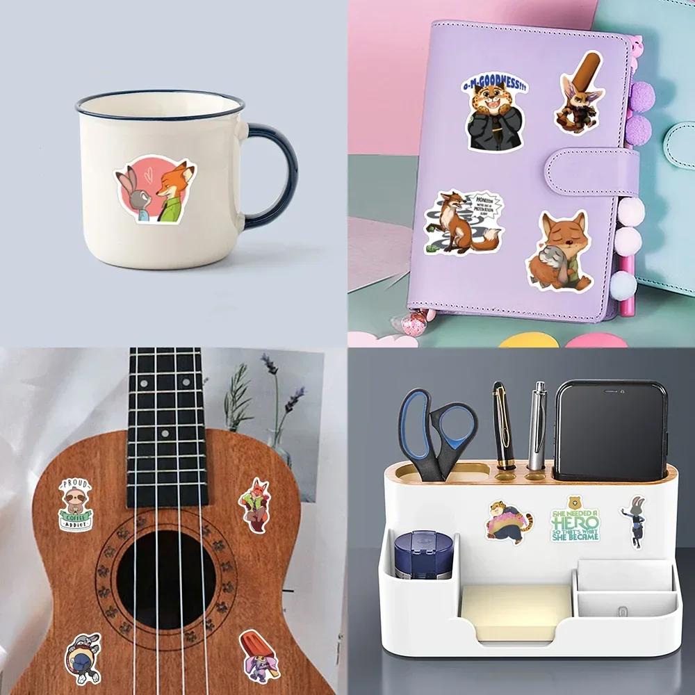 60pcs Animation Zootopia Cartoon Graffiti Stickers Decals Suitcase Laptop Computer Guitar Decoration DIY Kids Classics Toy @