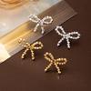 Minimalist Bow Stud Earrings Women Gold Tone Alloy Elegant Cold Minimal Fashion Jewelry