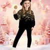 Girls' Xmas Tree Casual Comfortable Soft Loose Pullover Sweatshirt and Leggings 2-Piece Set, New Autumn/Winter, Playful, Sweet and Cool Style