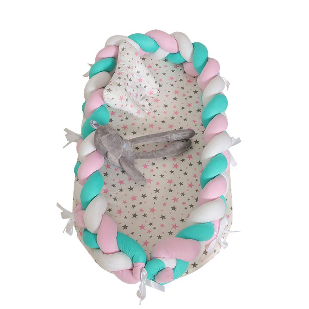 

Folding Cotton Weaving Removable Sleeping Bed for Infants White blue pink50*90*15#0