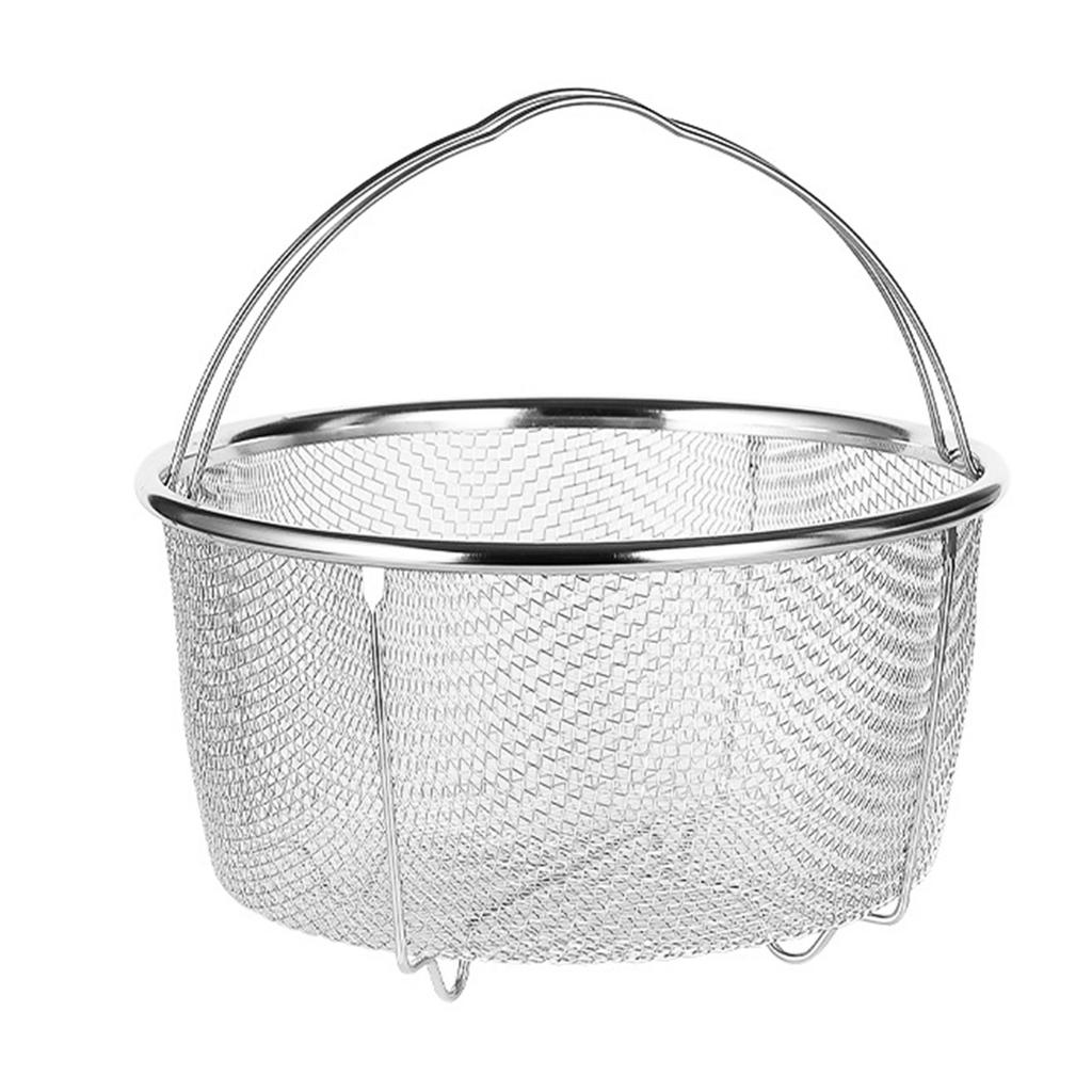 Mesh Steaming Basket Stainless Steel Comfortable Handles Heat Resistant Steaming Basket for Cooking Kitchen 20x21cm