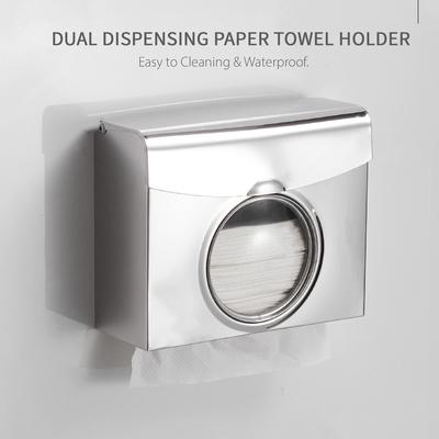 Papierhandtuchspender Doppelausgabe Papierhandtuchhalter Spender Wandmontage Bohren Wasserdicht Badezimmer Toilette