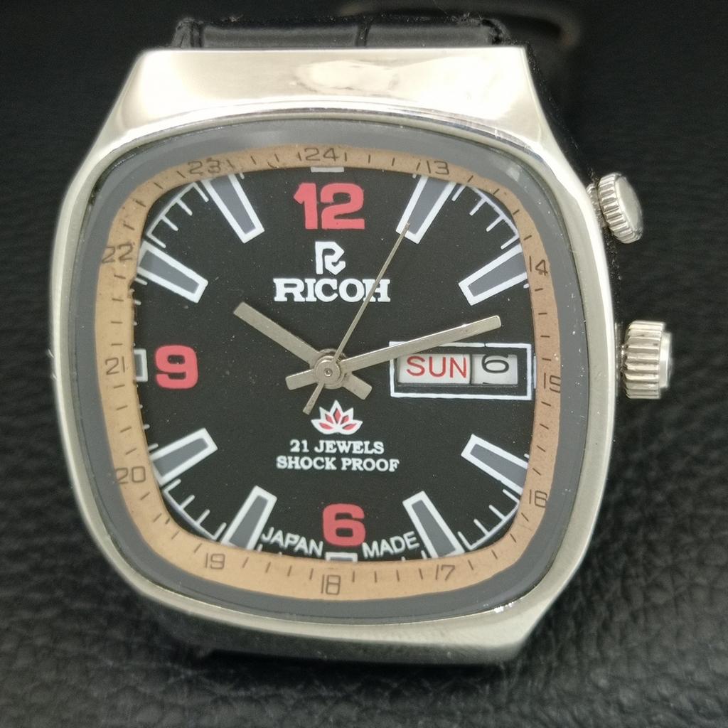 VINTAGE RICOH R31 AUTOMATIC JAPAN MENS BLACK COLOR DIAL WATCH a707909-1