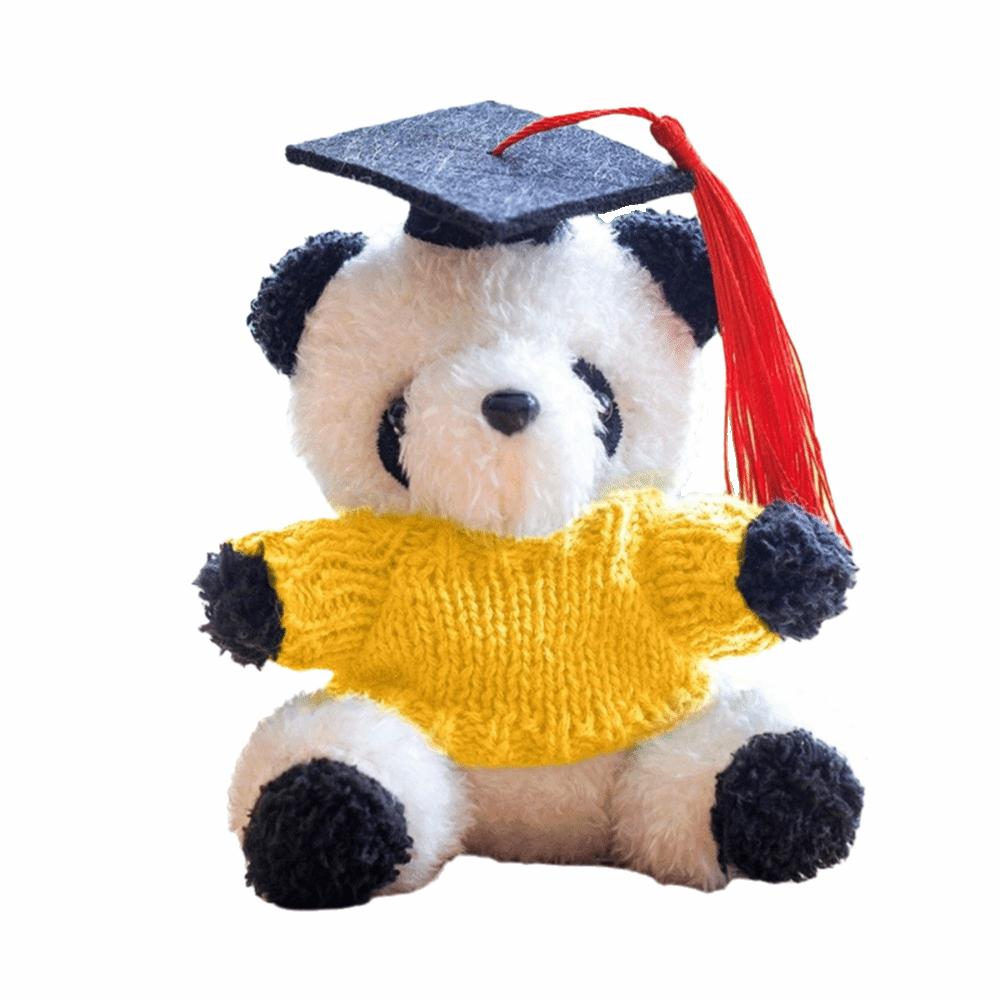 Cute Stuffed Panda Pendant Toy 10cm Doctor Hat Panda Doll  Graduation Season жёлтый